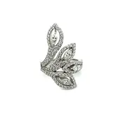 14K Diamond White Gold Marquis And Round Cut Diamond