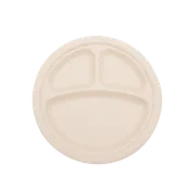 9" Wheat Straw 3-Compartment Round Plate