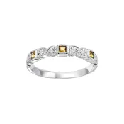 10Kt White Gold Diamond 1/10Ctw & Citrine 1/7Ctw Ring