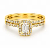 0.44 CTTW Lab-Created Emerald Cut Diamond Engagement Ring and Wedding