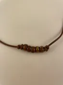 16″ Leather Button Neck With Beads/Coppery