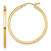 10K Yellow Gold 35mm Square Tube Hoop Earrings