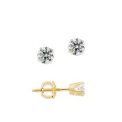 1/5ct. Twt. Diamond Stud Screwback 14k Yellow Gold Earrings