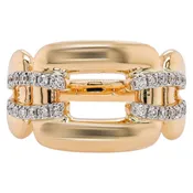 14K Two-Tone Gold Double Diamond Bar Fashion Ring | 0.21 CTW