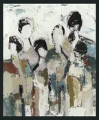 6 People - 48" x 72" Painting By Buddy Whitlock - Light Brown / White