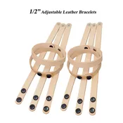 Adjustable Leather Wristbands Blank 1/2"- 10 Pack