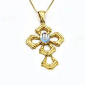 14K Aquamarine Cross
