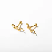 14k Gold PVD Snake Flat Back Stud Earrings - Pair or Single
