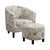 2-Piece Upholstered Accent Chair And Ottoman Off White