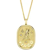 0.02Ct Diamond Zodiac Virgo Maiden Star Matte Chopin Chain Necklace