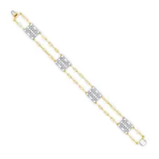 18k and Diamonds Mixed Metal and Diamond Plaid Bracelet
