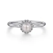 14k White Gold  Pearl and Diamond Ring – LR52419W45PL