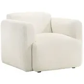 Dorset White Fabric Upholstered Round Track Arm Accent Chair