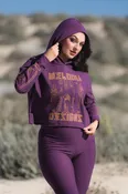 Crop Hoodie Fleece Aubergine