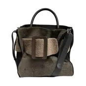BOYY Faux Fur and Leather Buckle Bag