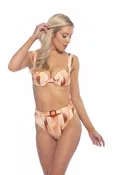 BROWN ABSTRACT BRUSHSTROKE PRINT BIKINI SET