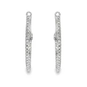 14K White Gold 68 Diamond Inside/Outside Hoops