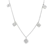 14K White Gold 0.63 CTW Diamond Clover Drop Necklace