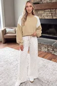 Poppy Polka Dot Colorblock Two Piece Pants Set