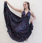 Blue Boho Maxi Tiered Backless Dress — CityTrenz Boutique
