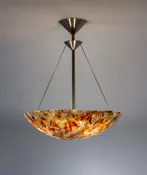 Cranberry Cream Cast Glass Bowl Pendant Chandelier