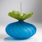 Bobtanical Urchin Art Glass - Aqua Blue, Olive and White