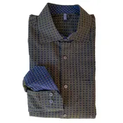 Long sleeve men's dress shirt (size S) in small greenish jacquard  in cotton — kokovenice.com