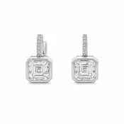 14Kt Bezeled Asscher Dangle Earrings