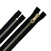 Riri 6MM Closed Bottom Zipper with KTA Pull, Black/Brass