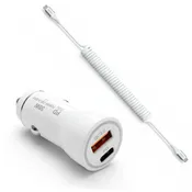 38W Fast Car Charger and USB-C to USB-C Coiled Cable