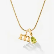 Ada Teardrop Birthstone Initial Necklace