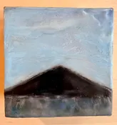 "Black Butte #6" Encaustic painting 4"x4" x1.5"