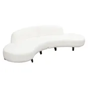 2PC Soho Curved Modular Sectional in White Faux Shearling