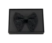 Black Tonal Crystal Bow Tie