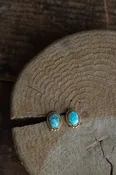 14K Gold Plate Fox Oval 3 Dot Stud Earring