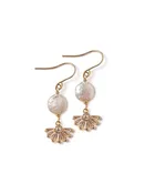 An Evening Out Coin Pearl With Fanned Rhinestone Drop Earrings