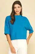 ABIGAIL SWEATER TOP ~ TEAL BLUE