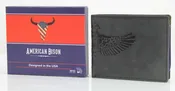 American Bison Bird Embossed Leather Mens Bifold Wallet AB 2004