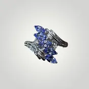 Cascading Tanzanite & Diamond Ring in 14k White Gold