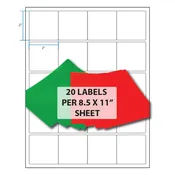 2" Square Sheet Labels – 20/Sheet (8.5" x 11")