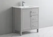 30" Vanity with Legs, Three Right Drawers and One Door, Light Gray