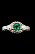 14k Solid White Gold and Natural Emerald Ring