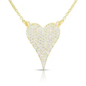 28MM Pave Heart Sterling Silver Necklace