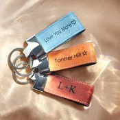 Genuine Leather Keychain, Custom Personalized Key Chains with Names, Drive Safe Keychain for Him Her, Leather Gifts for 3rd Anniversary, Boho Keychain