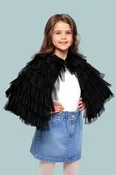 Black Ruffle Cape for Girls
