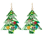 Acrylic Christmas Tree Decorated Earrings