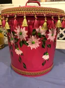 10 Gallon Galvanized w/Waverly Trim – Floral, Greenery, Braided and Tassel Trim