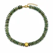 Chunky Seafoam Jade Flat Gemstone Necklace