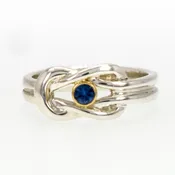 14K Gold and Sterling Silver Chunky Square Knot Sapphire Ring