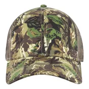 105-1247 Cotton Twill Low Profile Camo Cap with Mesh Back